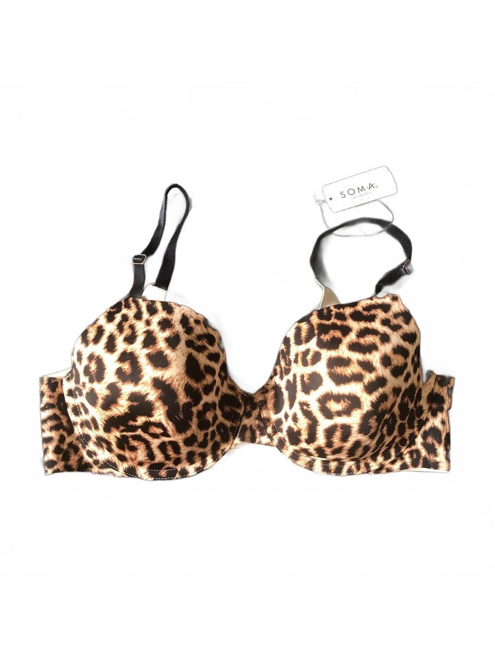 Soma Intimates Vanishing 360 Perfect Coverage Leopard Print Bra 36C NWT